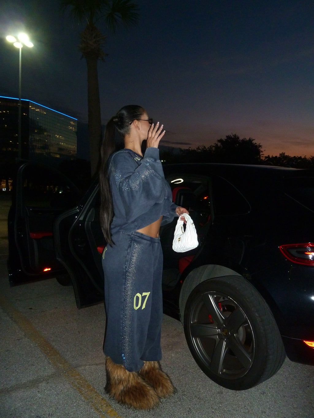 Custom Rhinestone Team Wide Leg Sweatpants