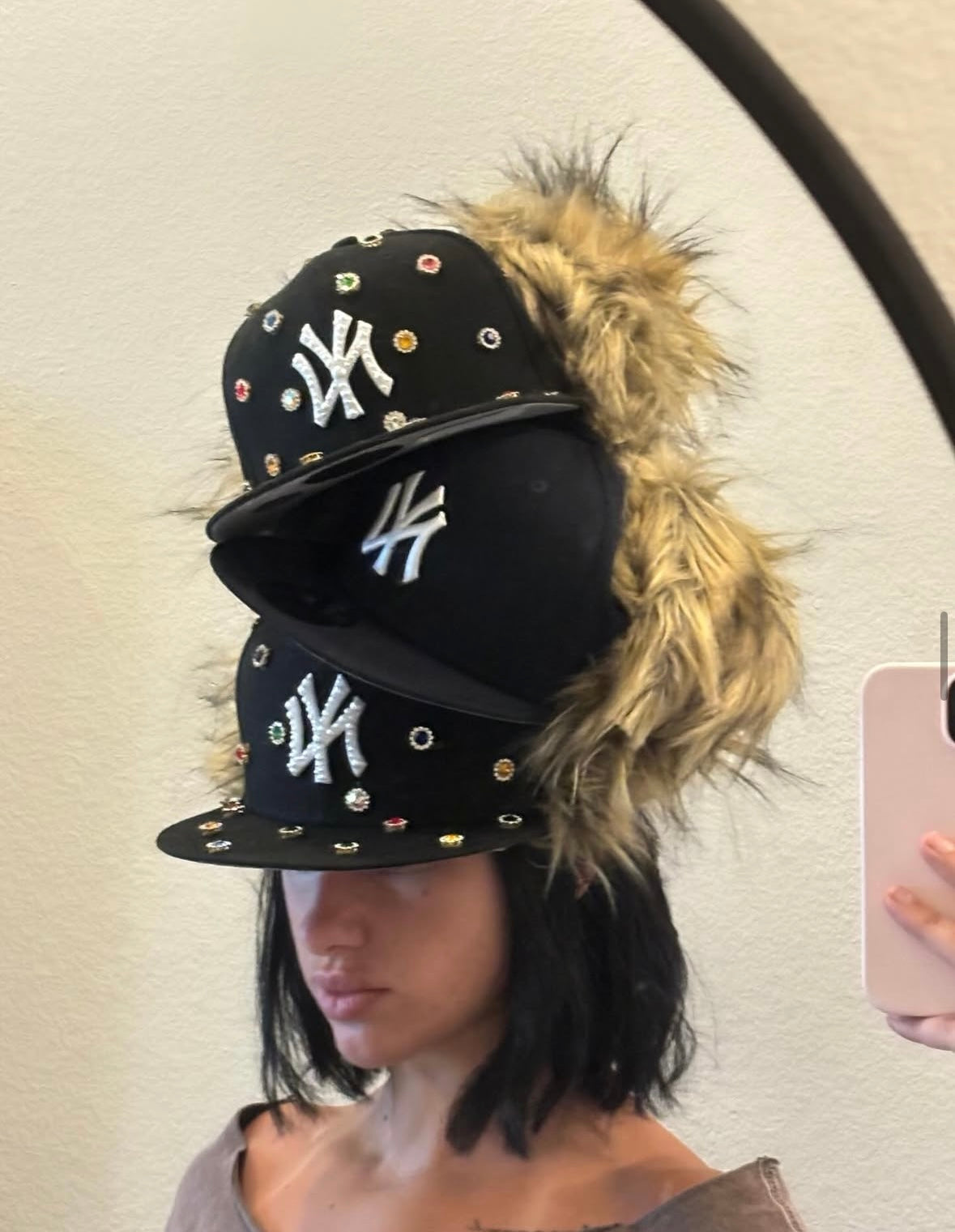 Gem Fur Flap Navy NY SnapBack