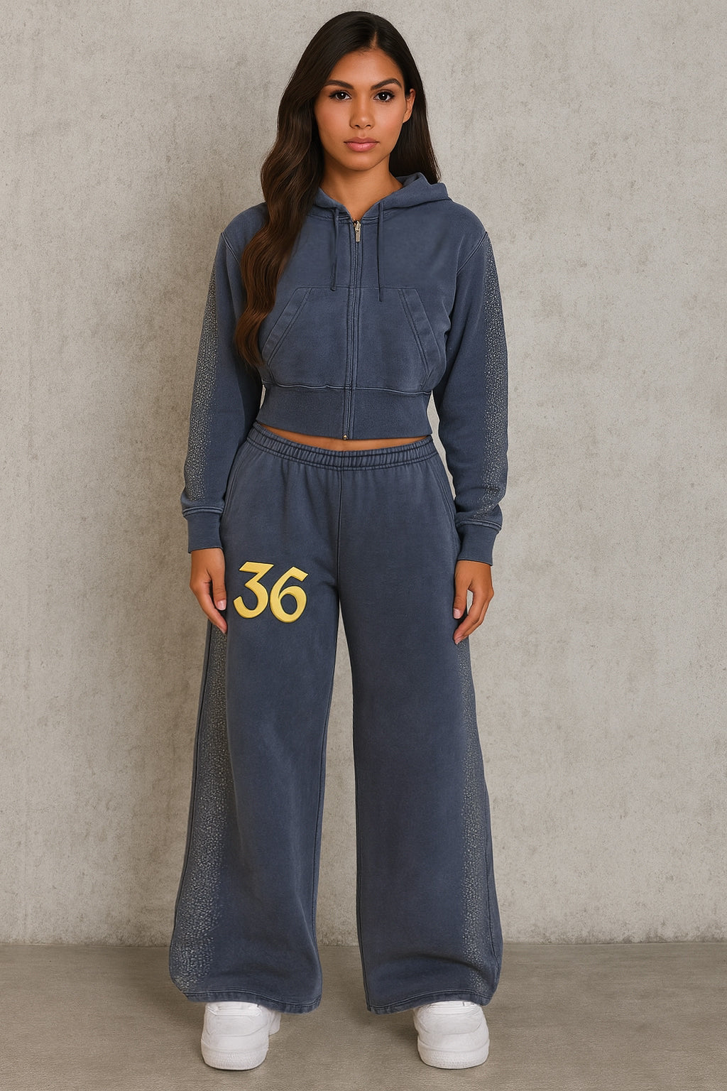 Custom Rhinestone Team Wide Leg Sweatpants